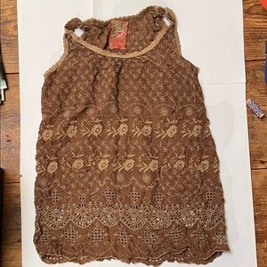 Johnny Was Brown Floral Embroidered top